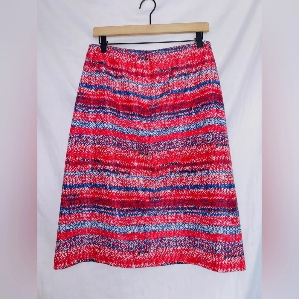 Tory Burch Brilliant Mouline A-line Knee Length Silk Skirt size 10